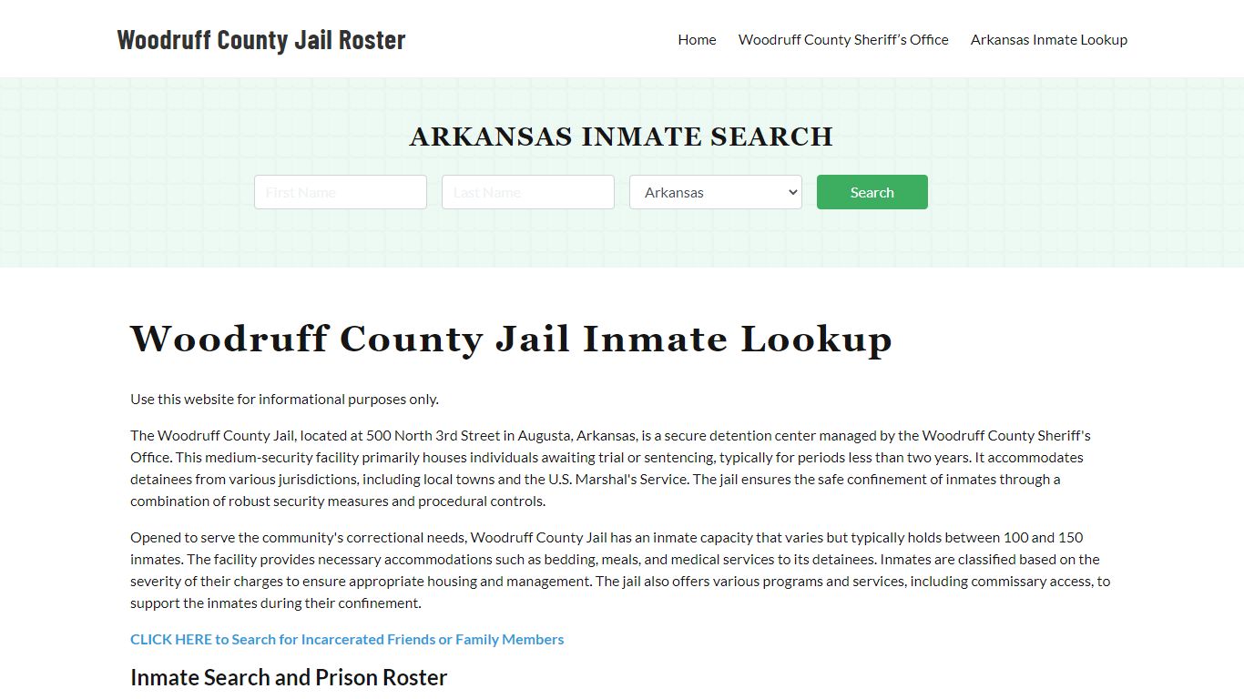 Woodruff County Jail Roster Lookup, AR, Inmate Search